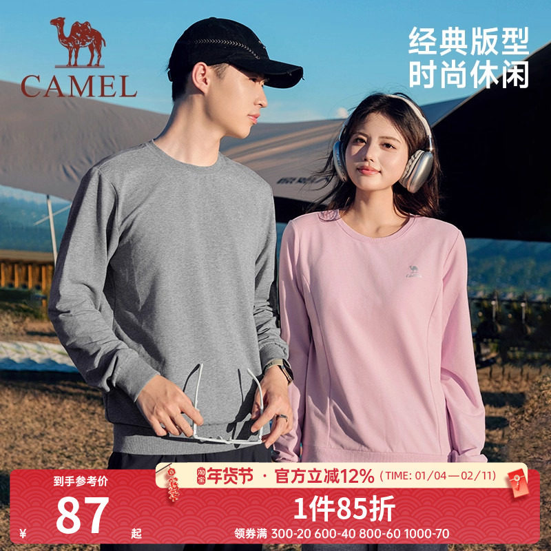 骆驼套头圆领卫衣女新款薄款情侣宽松休闲女装薄款运动服长袖上衣