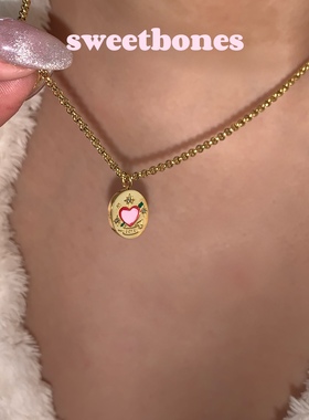 sweetbones轻奢彩绘爱心项链吊坠