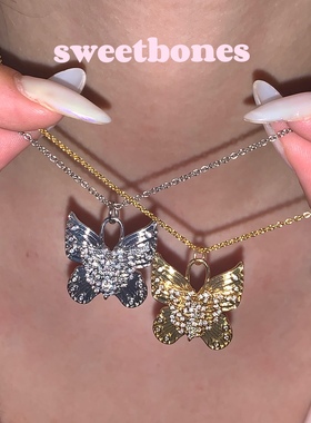 sweetbones复古辣妹原创蝴蝶骨头项链爆闪高级感轻珠宝首饰
