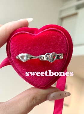 sweetbones纯银戒指爱心锆石爱心皮带甜酷风辣妹不掉色