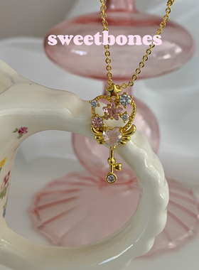 sweetbones金色款辣妹甜心款天使钥匙项链