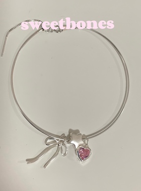 sweetbones芭蕾少女手链手镯蝴蝶结星星粉色爱心锆石
