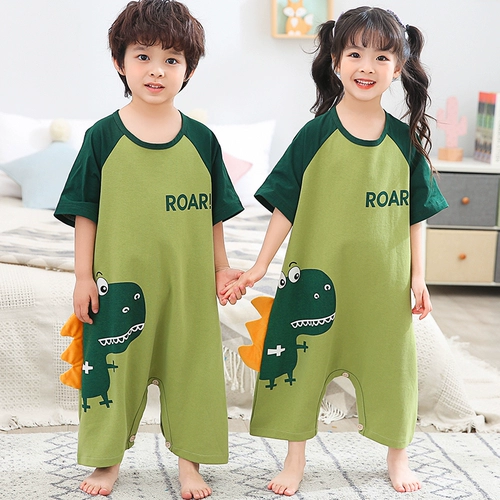 Детская летняя тонкая хлопковая пижама, динозавр для мальчиков, детский спальный мешок, подходит для подростков