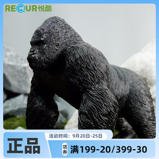 RECUR软胶仿真动物模型儿童玩具大号银背金刚大猩猩手办公仔摆件