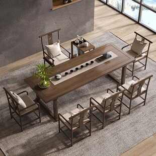 新中式实木茶桌椅组合禅意现代简约家用客厅办公室阳台原木泡茶台