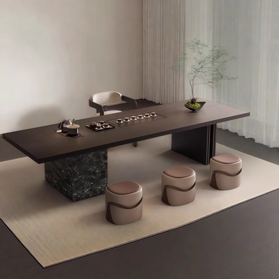 实木岛台茶桌椅组合大板泡茶台