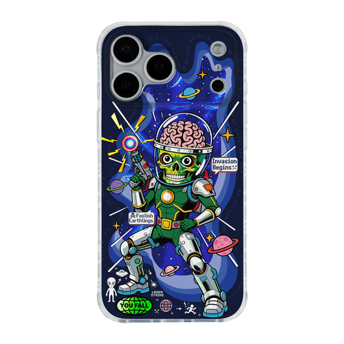 〈ET·星球陨落〉外星人美式插画小众镭射IMD双层个性新款17promax手机壳iphone1615pro14不撞款防摔保护软壳