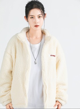 Sparrow Lab国潮秋冬新款羊羔绒外套男立领宽松休闲情侣羊羔毛女