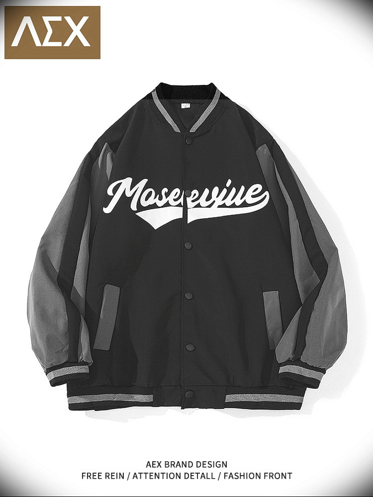 AEX夹克男春夏新款高街宽松休闲外套设计感高街美式潮牌学生上衣