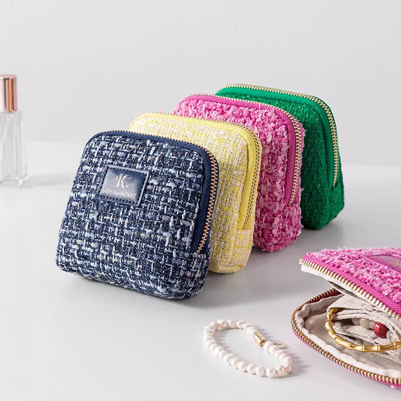 首饰包便携项链耳饰戒指收纳盒口红分格小型化妆包手链手串首饰盒