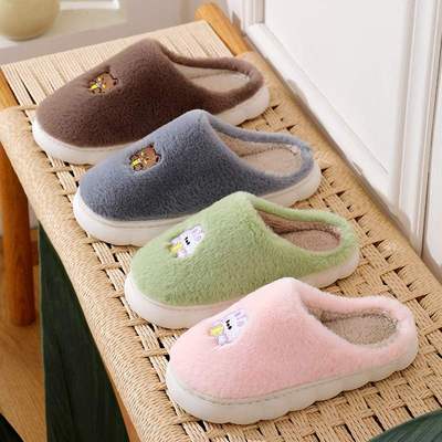 新款 棉女冬季拖鞋仿兔毛月子鞋居家棉拖棉鞋男款厂家现货