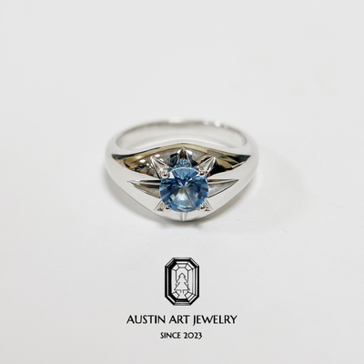 AUSTIN翱森·星芒戒指·中性风 培育尖晶石 S925银厚镀18K金