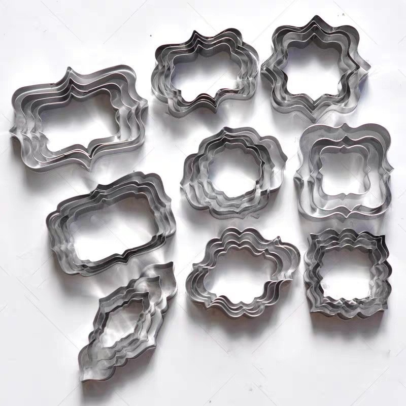 欧式婚礼镜框切模家用不锈钢饼干切模翻糖糖霜边框烘焙模具套装