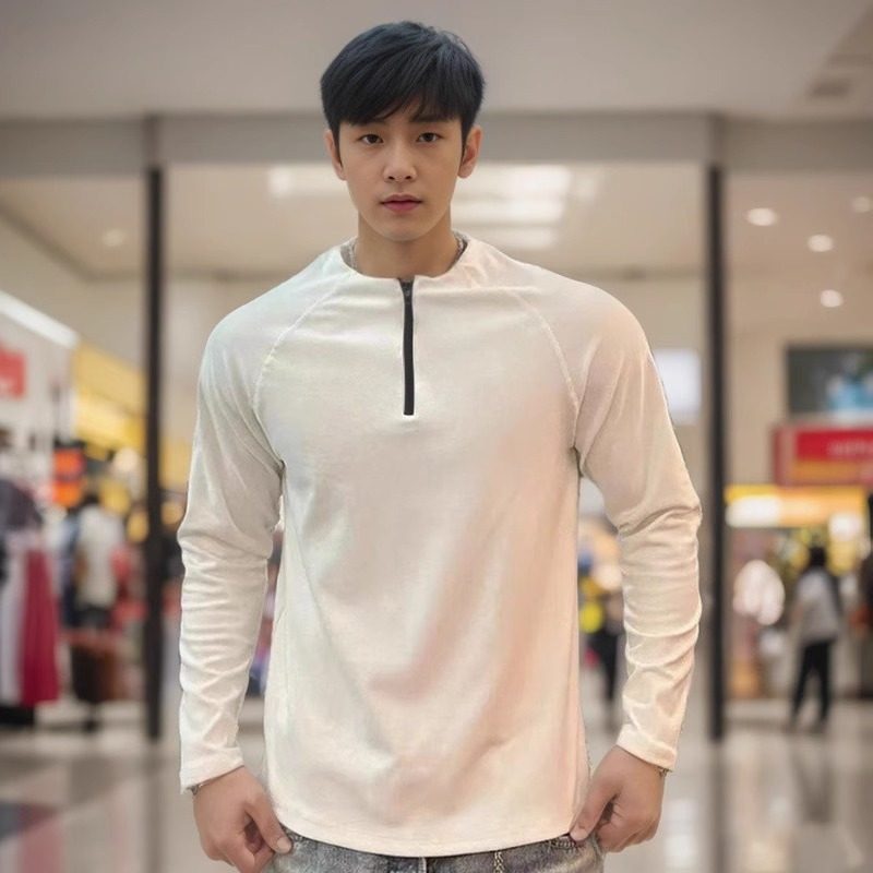 健身运动德绒打底衫长袖T恤男秋冬显肌肉健身纯色修身半拉链外套,运动服/休闲服装,运动卫衣/套头衫,淘宝优惠券,粉丝福利购,淘宝优惠卷