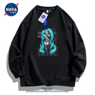 NASALIKE初音未来MIKU卡通二次元联名周边印花圆领卫衣男女上衣服