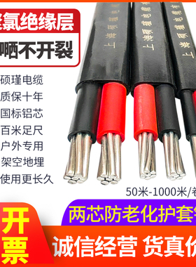 国标护套铝线2芯/6/10/16平方三相电线电缆室外架空地埋防老化线