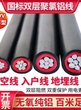 室外铝线国标单芯双皮护套线BLVV10/16/25/35平方电缆架空地埋线