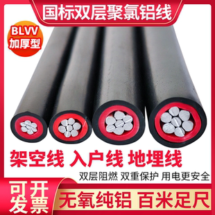 室外铝线国标单芯双皮护套线BLVV10/16/25/35平方电缆架空地埋线