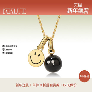 KKLUE银镀金黑玛瑙双吊坠多戴法项链叠戴礼物毛衣链 8折限时秒
