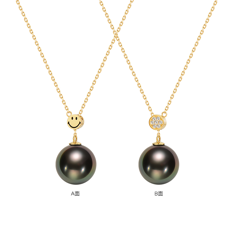 【清仓65折】KKLUE笑脸大溪地黑珍珠海水项链戴妃锁骨Y字链毛衣链