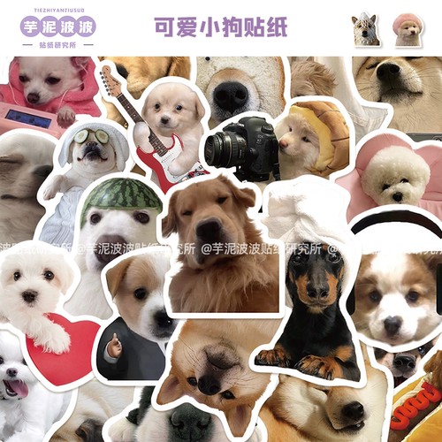 50张可爱小狗表情贴纸手机壳笔记本电脑行李箱diy装饰防水贴画