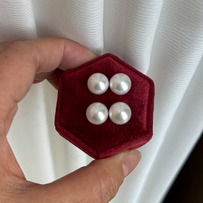 9-10mm馒头珠淡水珍珠强光耳钉