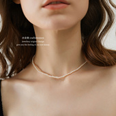 小立交 4mm椭圆天然淡水珍珠项链女气质14k包金锁骨链 经典 款