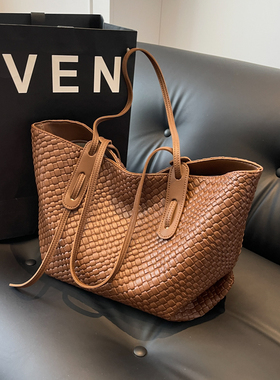 复古菱格编织大容量包包女2026新款秋冬时尚托特包小众百搭单肩包