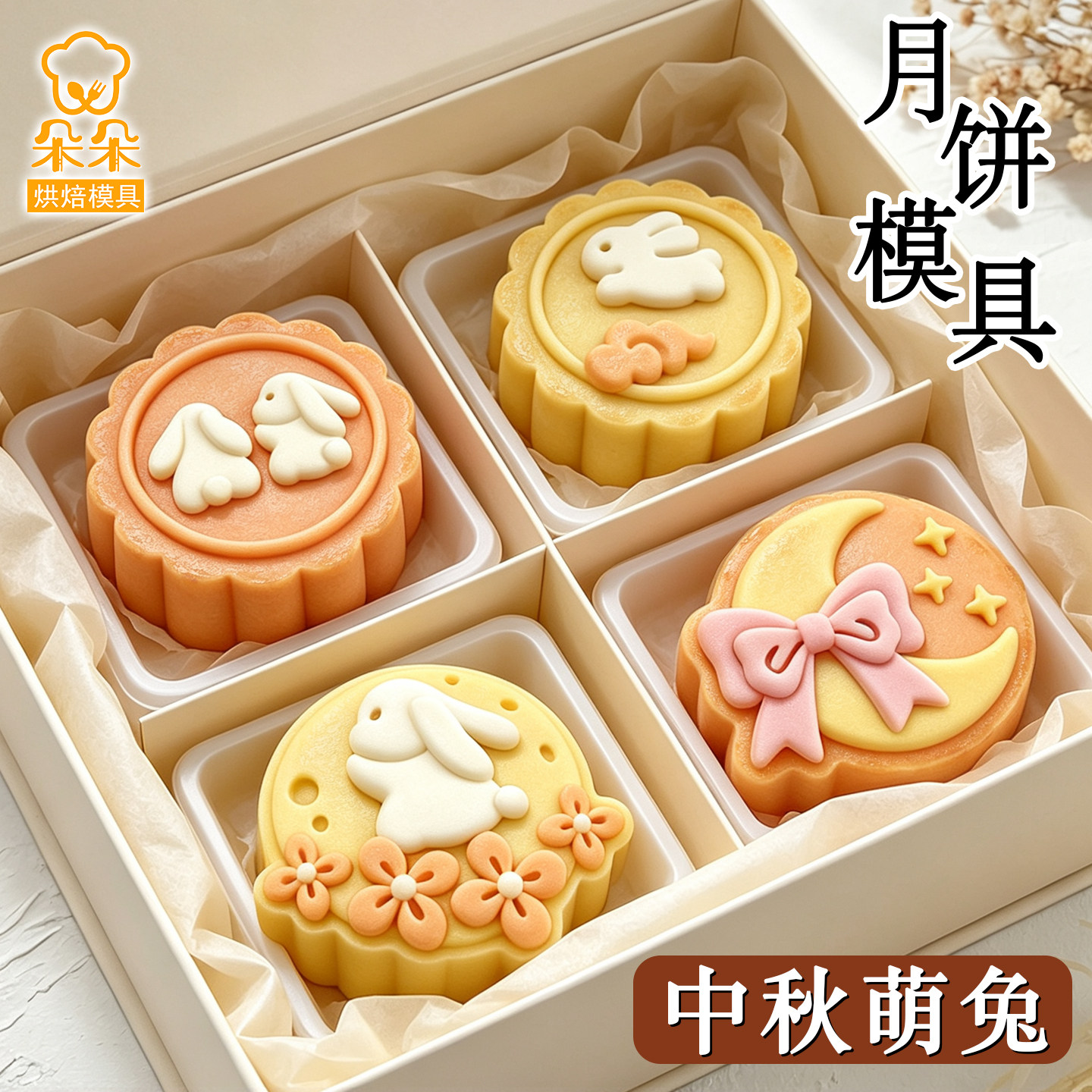 中秋节桂花兔月饼模具中式广式糕点绿豆糕凤梨酥3d按压式烘焙模具