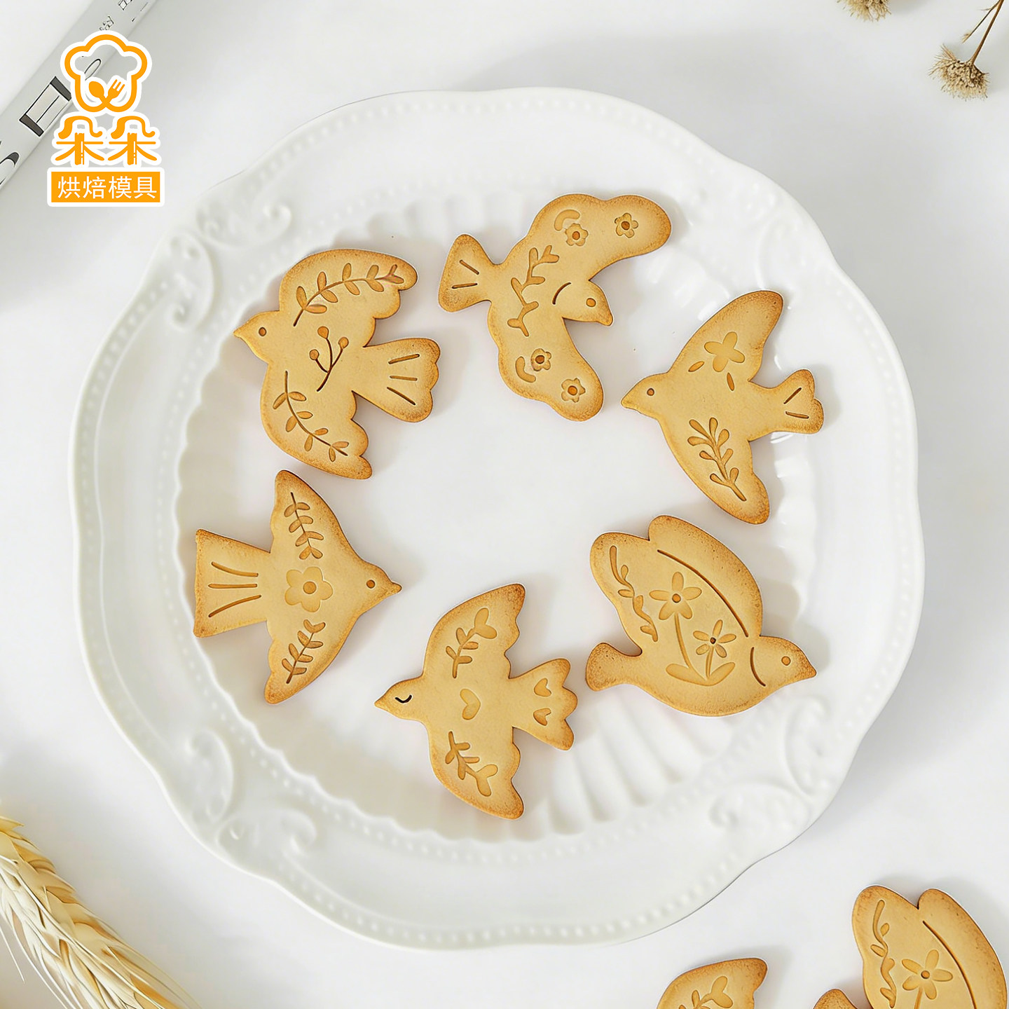 ins春日飞鸟卡通饼干模具曲奇印花翻糖立体按压家用diy烘焙工具