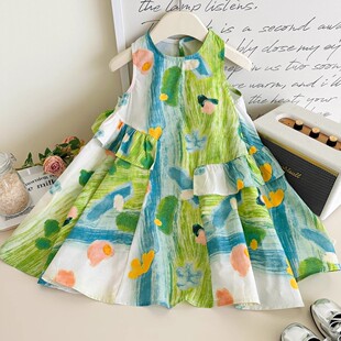 女童渐变色彩虹吊带裙连衣裙夏三亚海边沙滩裙子旅游拍照打卡穿