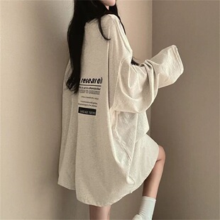 美式复古纯棉韩版长袖t恤女2026新款春秋慵懒风bf宽松显瘦上衣潮