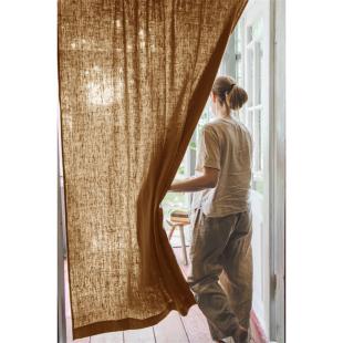 简约风纯色亚麻布帘客厅卧室窗帘定制奶油风飘窗遮阳帘透光不透人