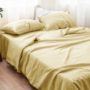 外贸100%亚麻纯色四件套柔软舒适套件床品水洗天然床品透气4件套