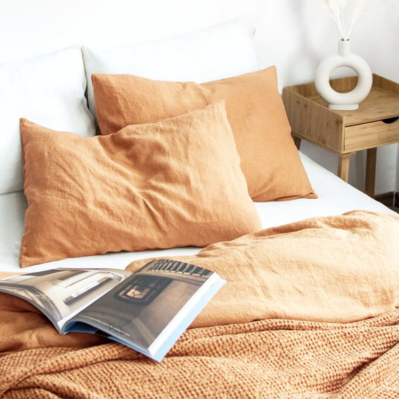 外贸出口清仓秋冬亚麻枕套单人纯色简约枕头套单只装不含芯48*74