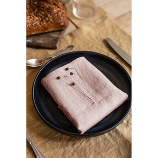 高级感100%亚麻纯色西餐巾布艺防烫餐垫32X44CM长方形擦杯布定制