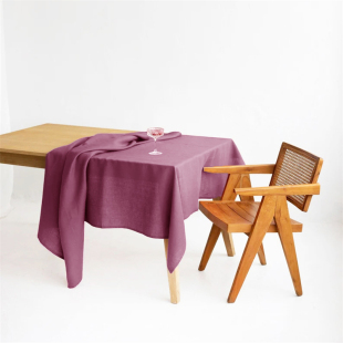 轻奢高级感纯色亚麻餐桌布家用素雅茶几盖布长方形会议室台布定制