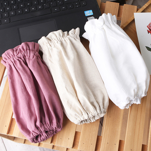 女冬季 宝宝袖 长款 女士办公室护袖 套男 家居工作防脏袖 纯色亚麻套袖