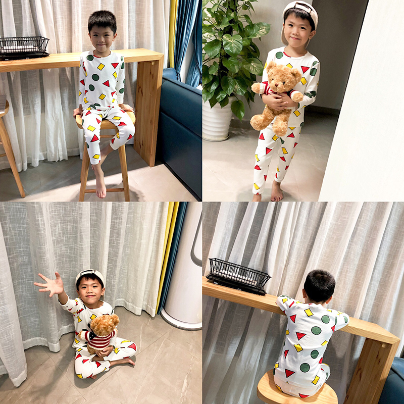 春秋纯棉套装蜡笔小新男可爱睡衣