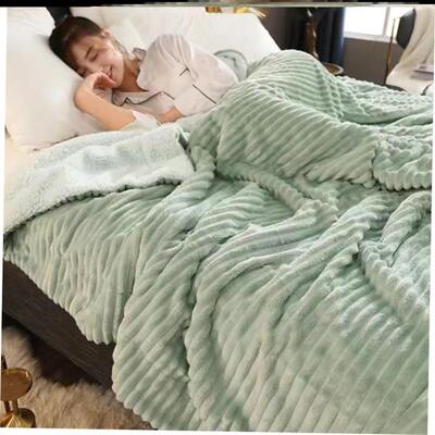 加厚双层羊羔绒毛毯被子