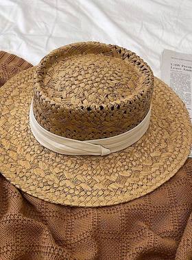 Summer sunscreen travel vacation beach woven cowboy hat草帽