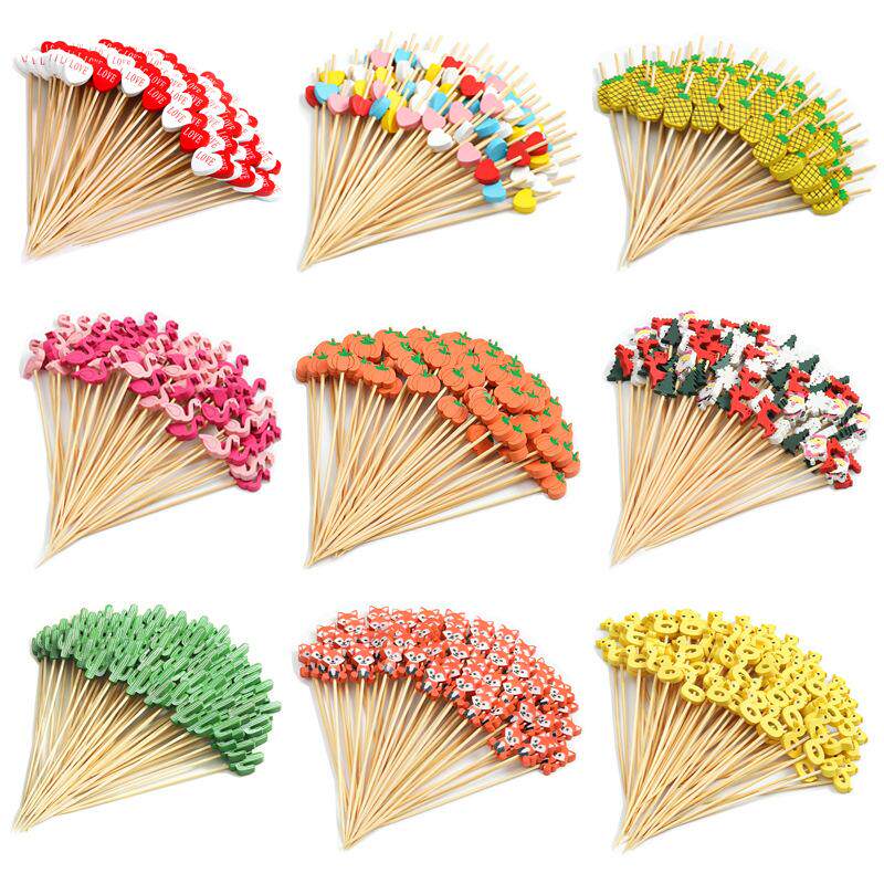 Disposable fruit skewers Christmas bamboo skewers圣诞竹签