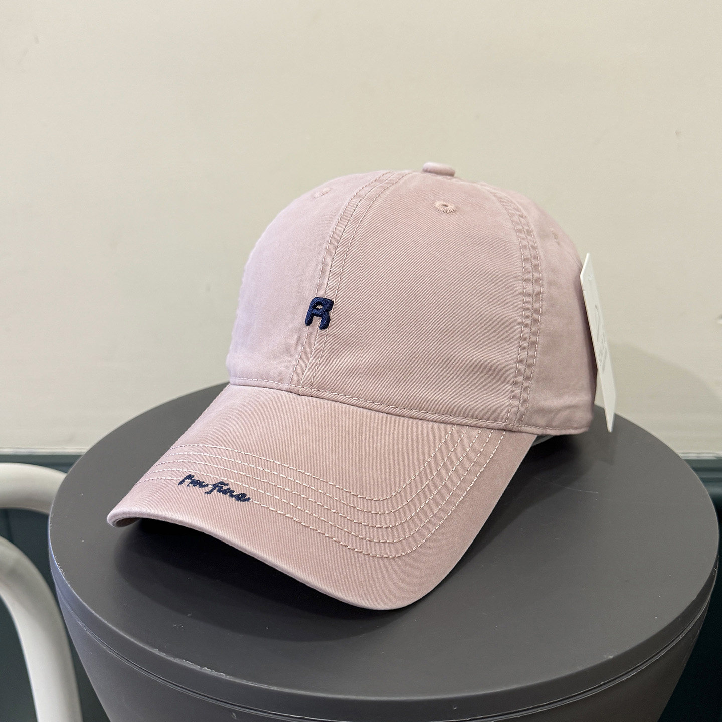 韩版学院风刺绣R字母鸭舌帽女百搭ins软顶休闲显脸小棒球帽男遮阳