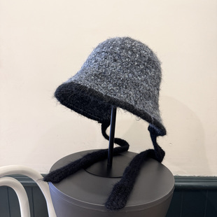 韩国品质款 秋冬加厚针织渔夫帽女出街素颜显脸小盆帽防寒系带骑车