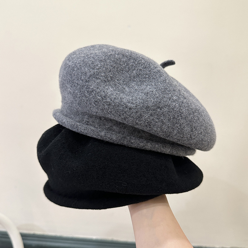 韩国新款出街卷边羊毛贝雷帽女休闲百搭显脸小时尚蓓蕾画家帽秋冬