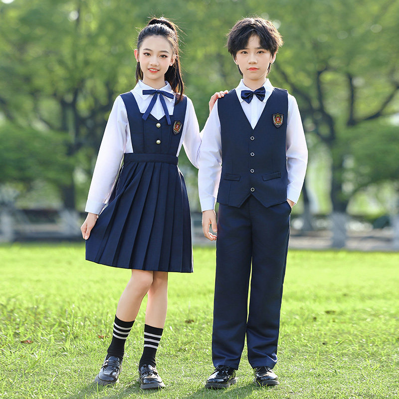 儿童合唱演出服男女童演讲诗歌朗诵比赛表演服中小学生英伦风校服图片