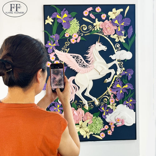 天马行空天马花坞纸雕挂画