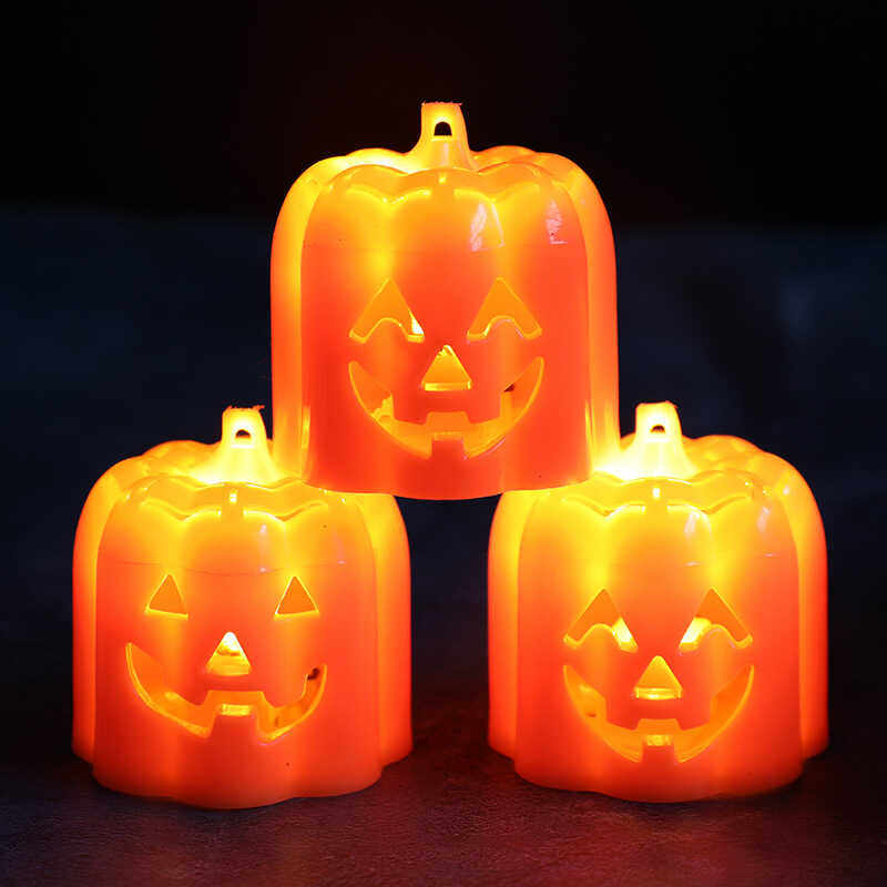 led发光南瓜灯万圣节鬼屋酒吧夜场装饰道具小夜灯幼儿园儿童礼物
