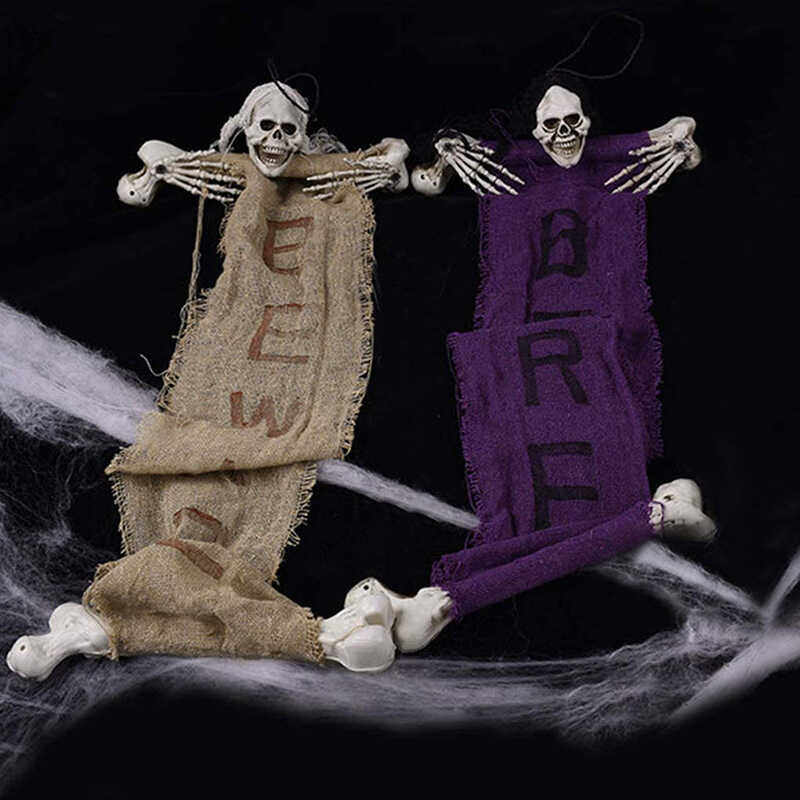骷髅头骨架创意门挂万圣节酒吧场景布置装饰恐怖氛围道具挂饰用品