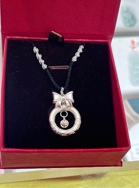 纯银蝴蝶结平安扣吊坠女新